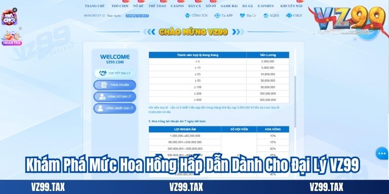 Khám Phá Mức Hoa Hồng Hấp Dẫn Dành Cho Đại Lý VZ99