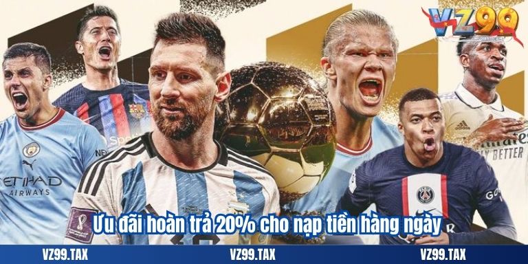Ưu đãi hoàn trả 20% cho nạp tiền hàng ngày